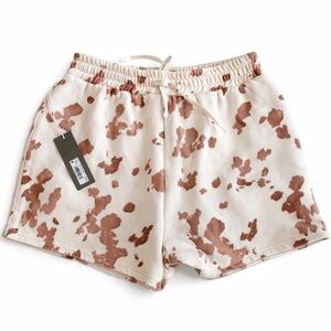 AS Revival Cow Print Lounge Shorts NWT Cream Brown Western Size M